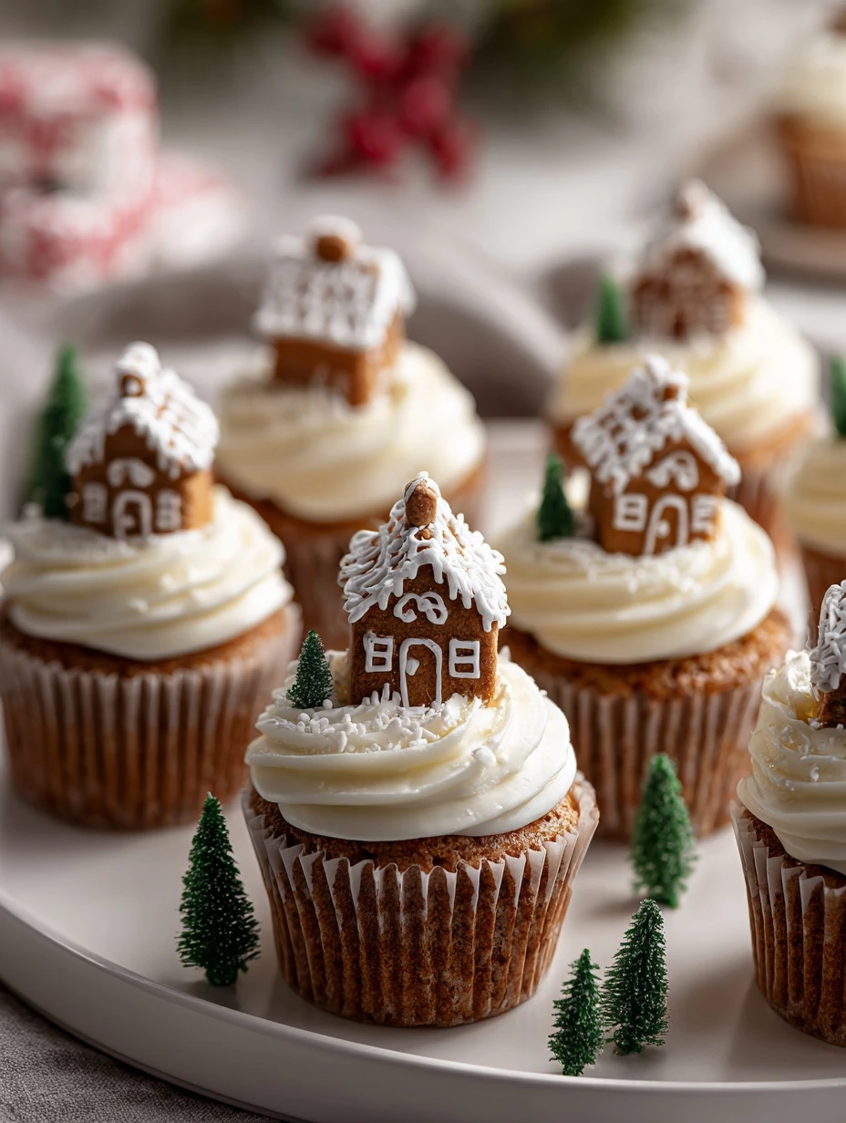 Easy Gingerbread House Cupcake Recipe Homemade Gingerbread Cupcake Bites Cute Holiday Treat Ideas DIY Mini Gingerbread Hou...