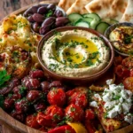 Slow Braised French Onion Chuck Roast with Cheese – Tender Beef in Caramelized Onion Broth Garnished with Herbs and Toasted Bread