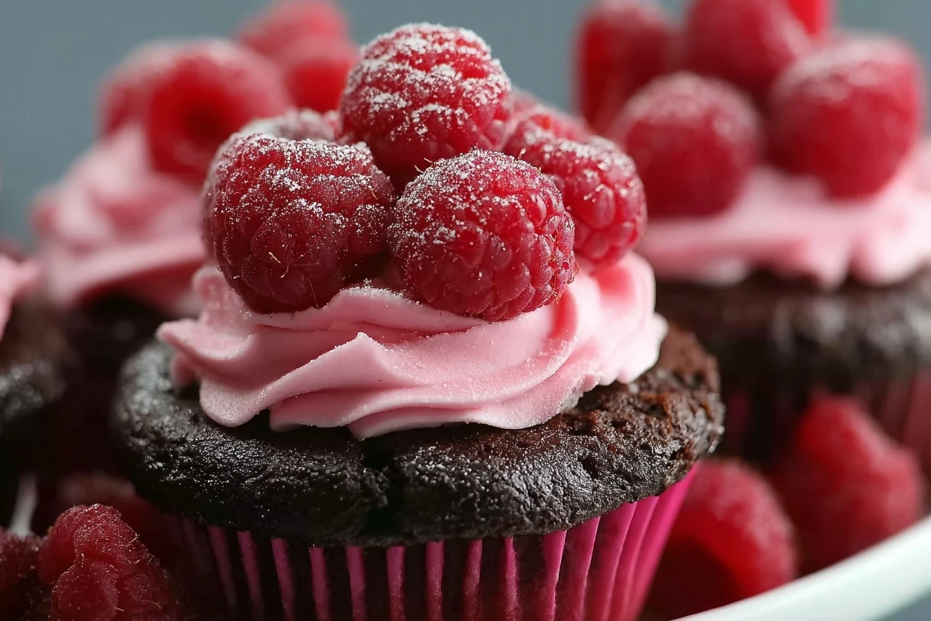 Raspberry Chocolate Lava Cupcakes