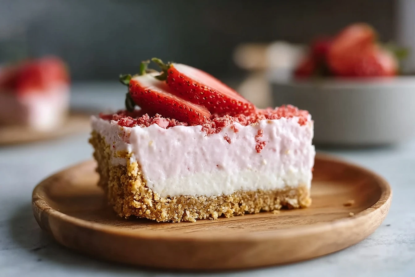 Easy Vegan No-bake Strawberry Cheesecake Recipe How To Make Vegan Strawberry Crunch Cheesecake No-bake Vegan Strawberry De...