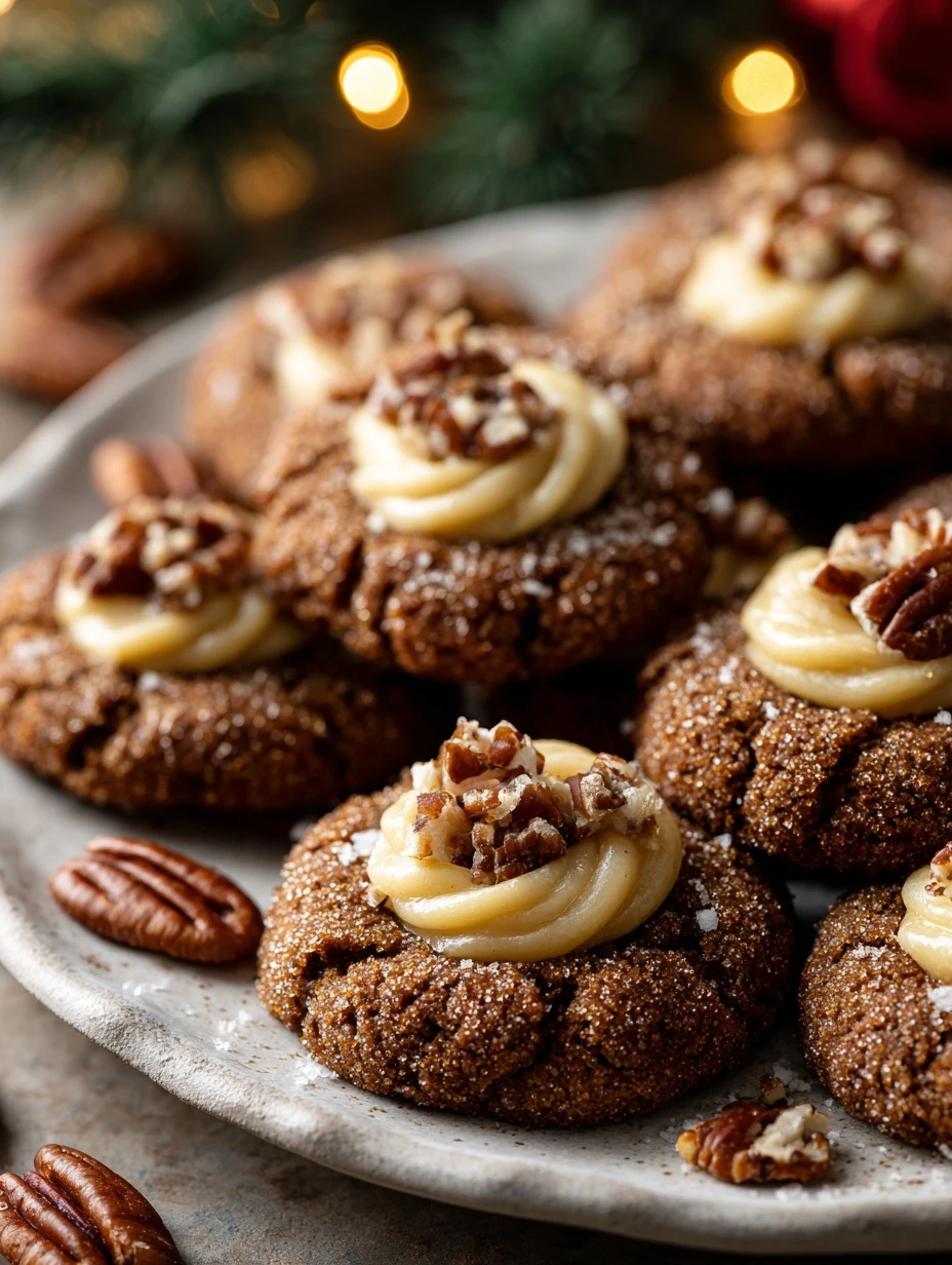 Gingerbread Maple Pecan Cookies Recipe Best Thumbprint Cookie Recipe For Holidays How To Make Gingerbread Thumbprint Cooki...