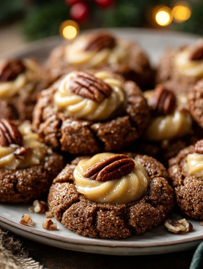 Gingerbread Maple Pecan Cookies Recipe Best Thumbprint Cookie Recipe For Holidays How To Make Gingerbread Thumbprint Cooki...