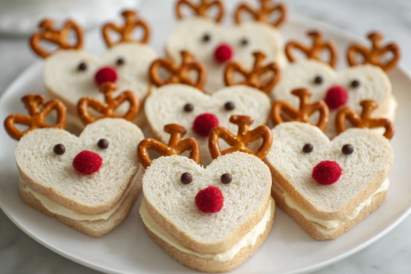 Heart-shaped Reindeer Sandwich Recipe Make Heart Reindeer Sandwiches For Children Best Bread For Heart-shaped Sandwiches D...