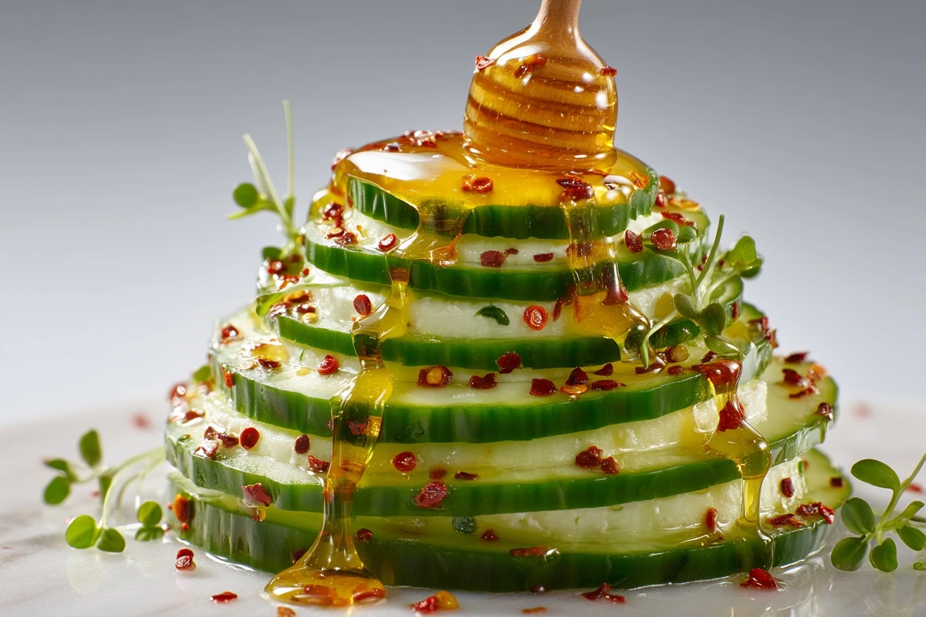 Hot Honey Boursin Cucumber Bites