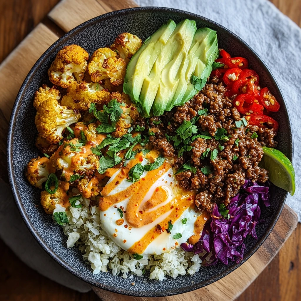 Korean-Style Crispy Ground Beef and Cauliflower Rice Bowls