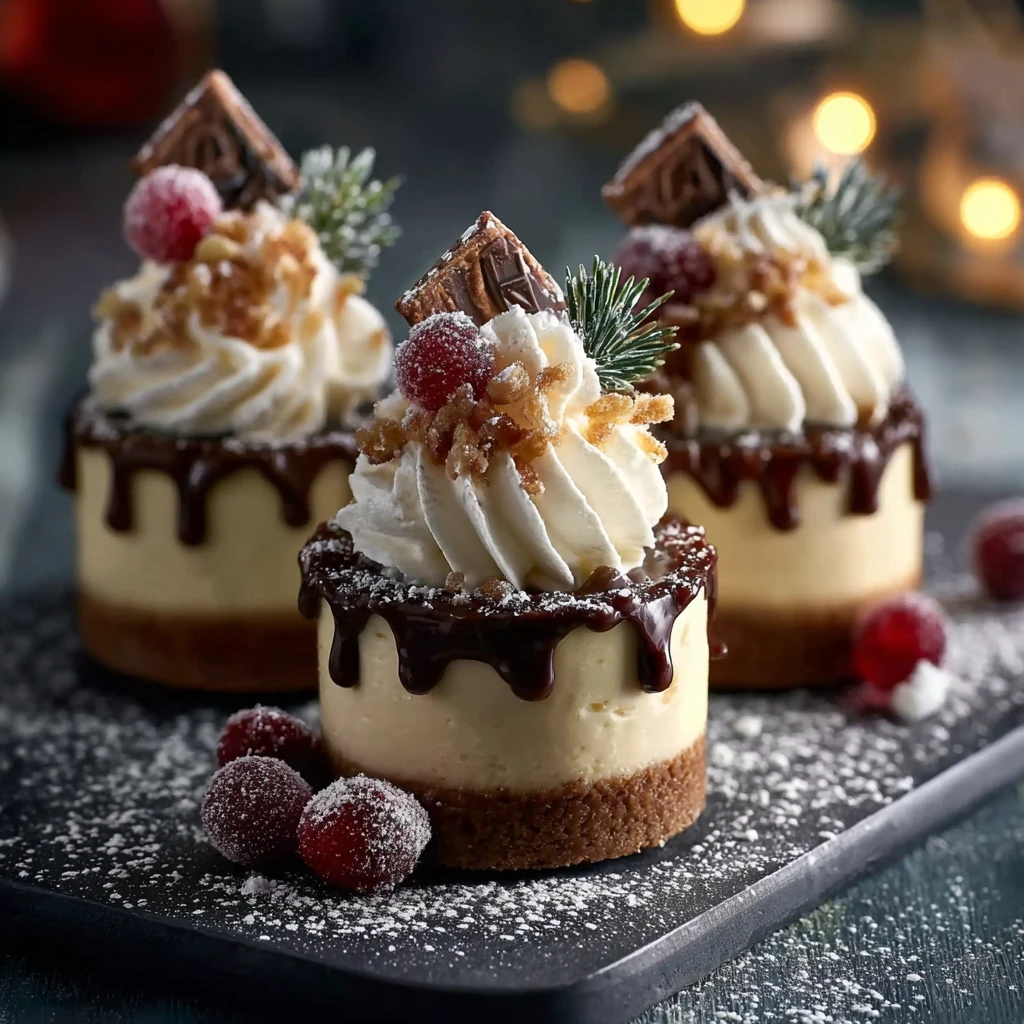 Mini Christmas Tree Cheesecake Recipe Cinnamon Stick Trunk Desserts Holiday Cheesecake Bite Ideas Festive Mini Cheesecake ...