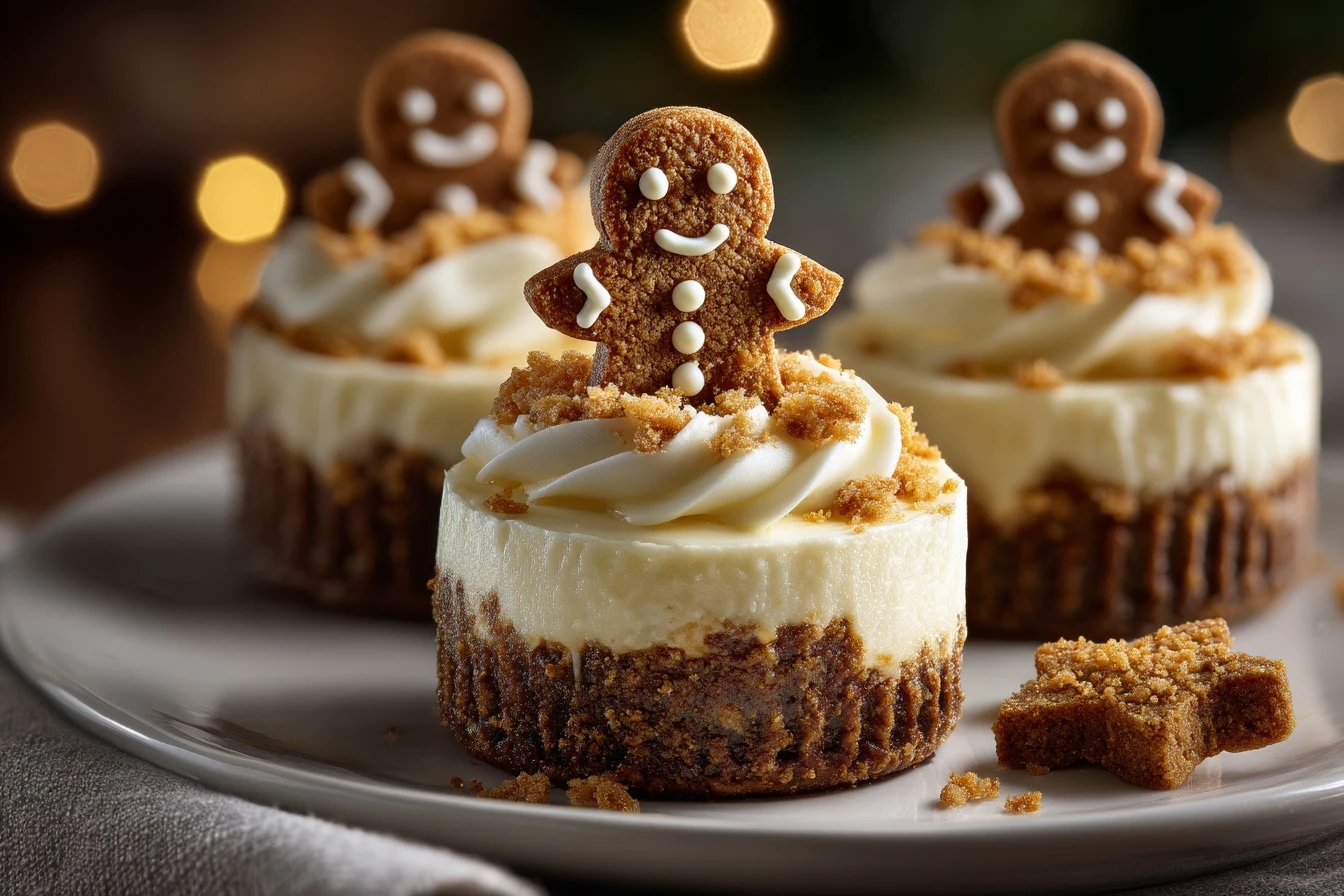 Mini No-bake Gingerbread Cheesecake Recipe Easy Mini Gingerbread Cheesecakes No-bake Gingerbread Man Cheesecake Topper Ide...