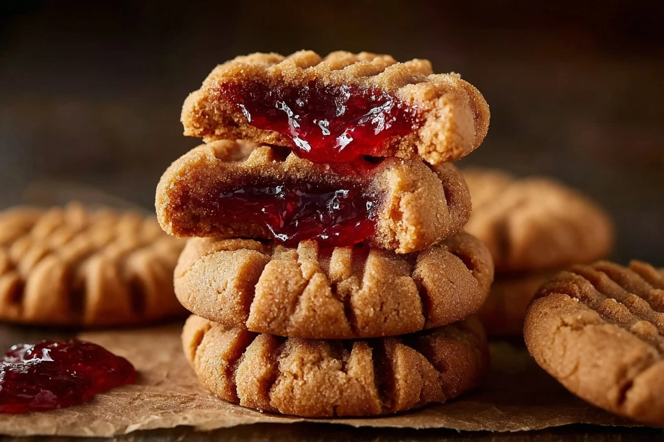 Peanut Butter Jelly Cookie Recipe Easy PB&J Cookie Recipe Homemade Peanut Butter Jelly Cookies Best Peanut Butter And Jell...