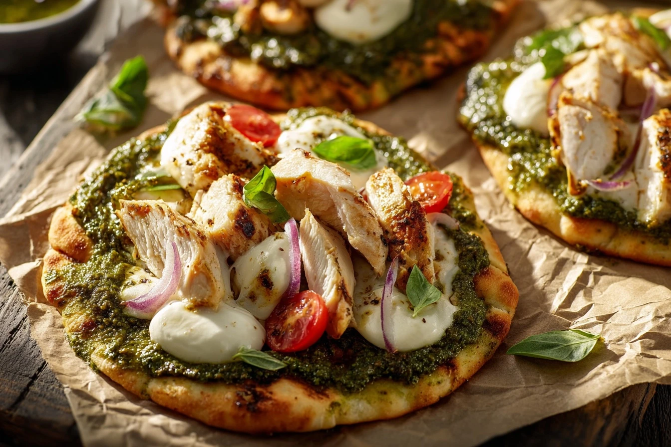Pesto Chicken Flatbread Recipe Homemade Best Pesto For Chicken Flatbread Gluten-free Pesto Chicken Flatbread Low-calorie P...