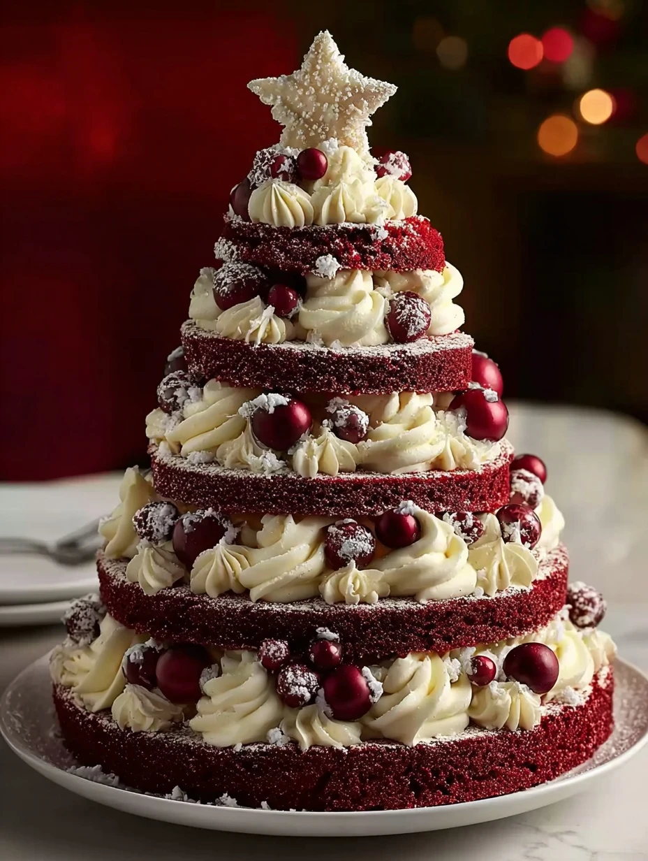 Red Velvet Christmas Cake Recipe Holiday Layer Cake Tutorial DIY Red Velvet Christmas Tree Cake Red Velvet Holiday Cake Id...