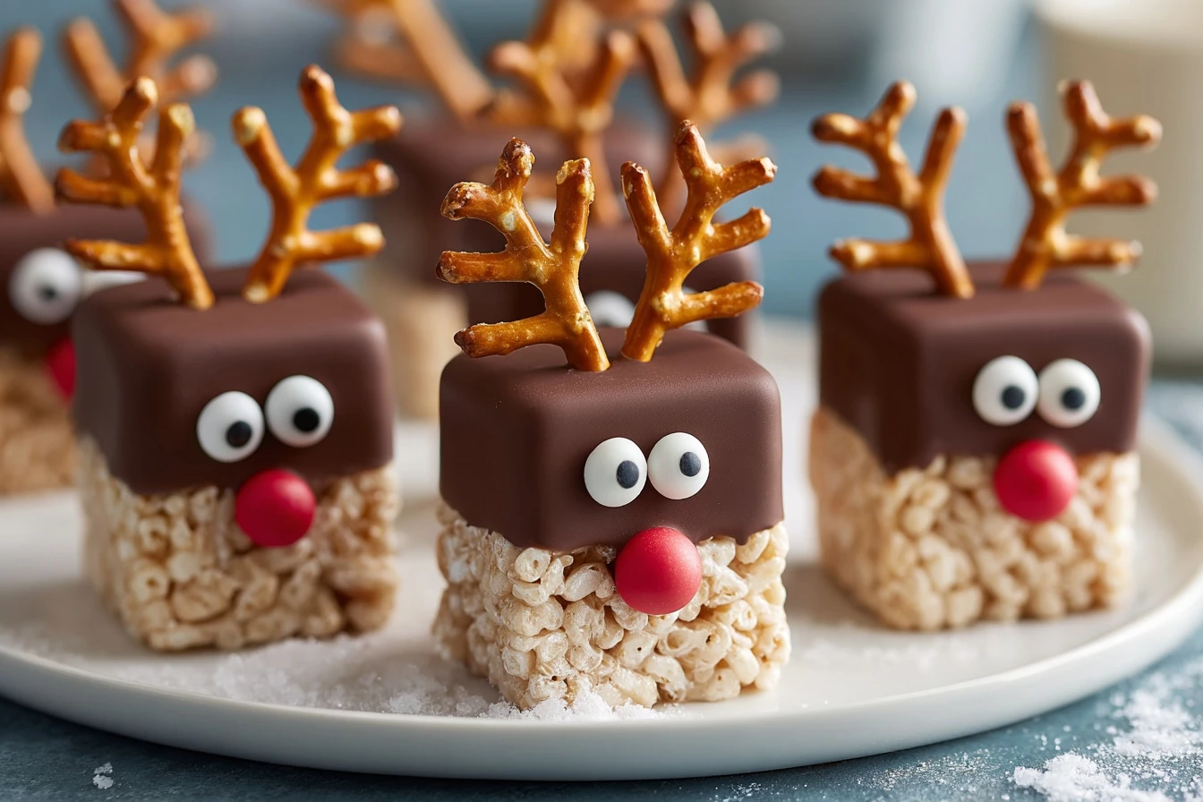 Reindeer Rice Krispie Pops Recipe Easy Reindeer Rice Krispie Treats Christmas Rice Krispie Treats Pops Reindeer Themed Des...