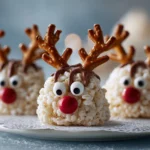 Holly Leaf Rice Krispie Bites with White Chocolate Drizzle