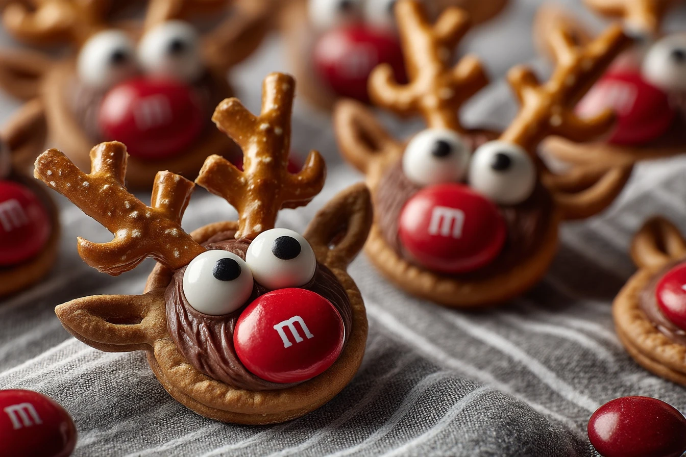 Rudolph Wafer Reindeer Cookies Recipe Easy Rudolph Cookies For Kids Cute Christmas Snacks For Children How To Make Reindee...