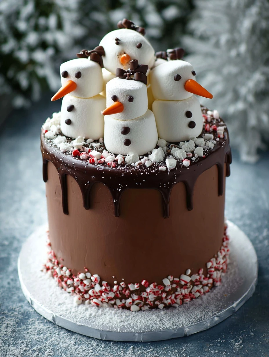 Snowman Hot Chocolate Cake Recipe Peppermint Chocolate Layer Cake Tutorial DIY Festive Snowman Cake How To Make A Peppermi...