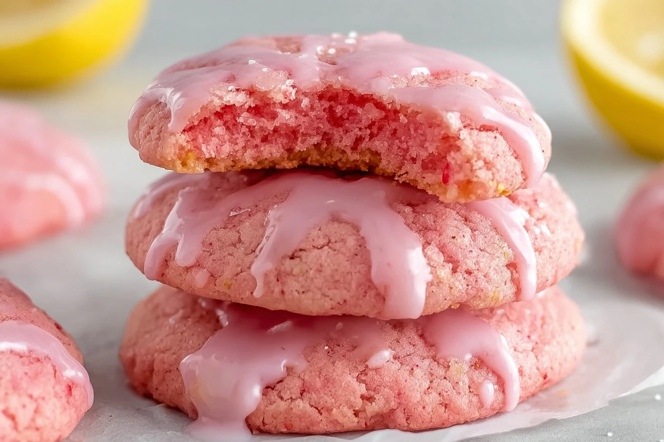 Strawberry Cake Mix Cookie Recipe Lemon Glaze Strawberry Cookies Easy Strawberry Lemon Cookies How To Make Cake Mix Cookie...