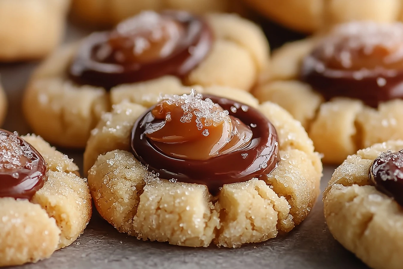 Twix Thumbprint Cookies Recipe Easy Twix Thumbprint Cookies Homemade Twix Thumbprint Cookies Twix Cookie Recipe From Scrat...