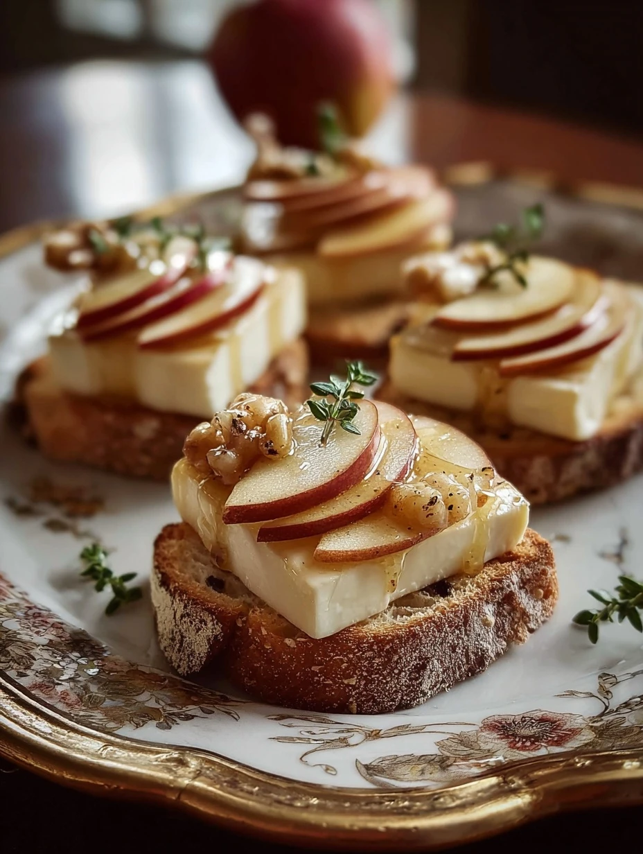 Apple Brie Crostini Recipe Easy Apple Brie Crostini Maple Cinnamon Butter Topping Gourmet Apple Brie Appetizer Apple Brie ...