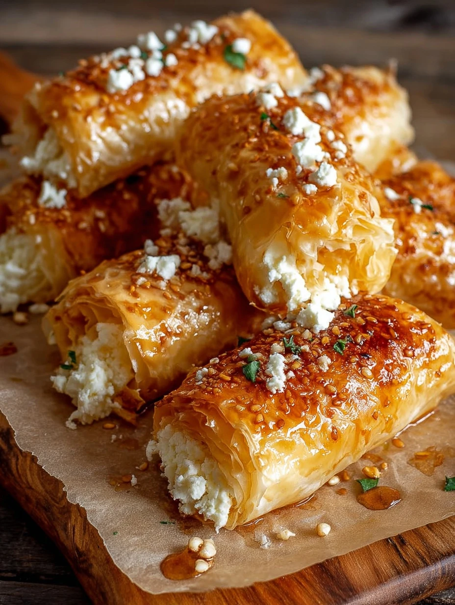 Crispy Feta Rolls with Spicy Honey Drizzle Recipe