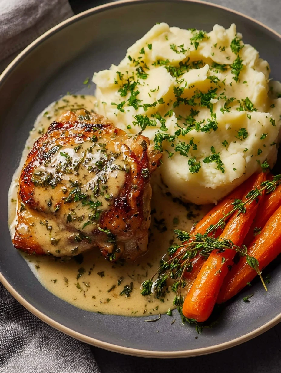 Best Herb-roasted Chicken Thighs Recipe Creamy Gravy For Chicken Thighs Ultimate Chicken Dinner Ideas Low-fat Roasted Chic...