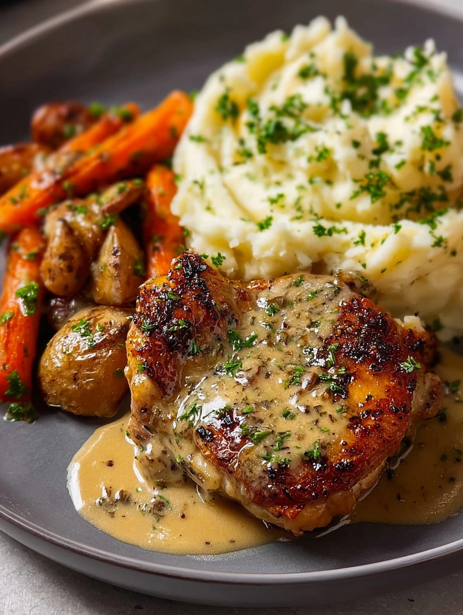 Best Herb-roasted Chicken Thighs Recipe Creamy Gravy For Chicken Thighs Ultimate Chicken Dinner Ideas Low-fat Roasted Chic...