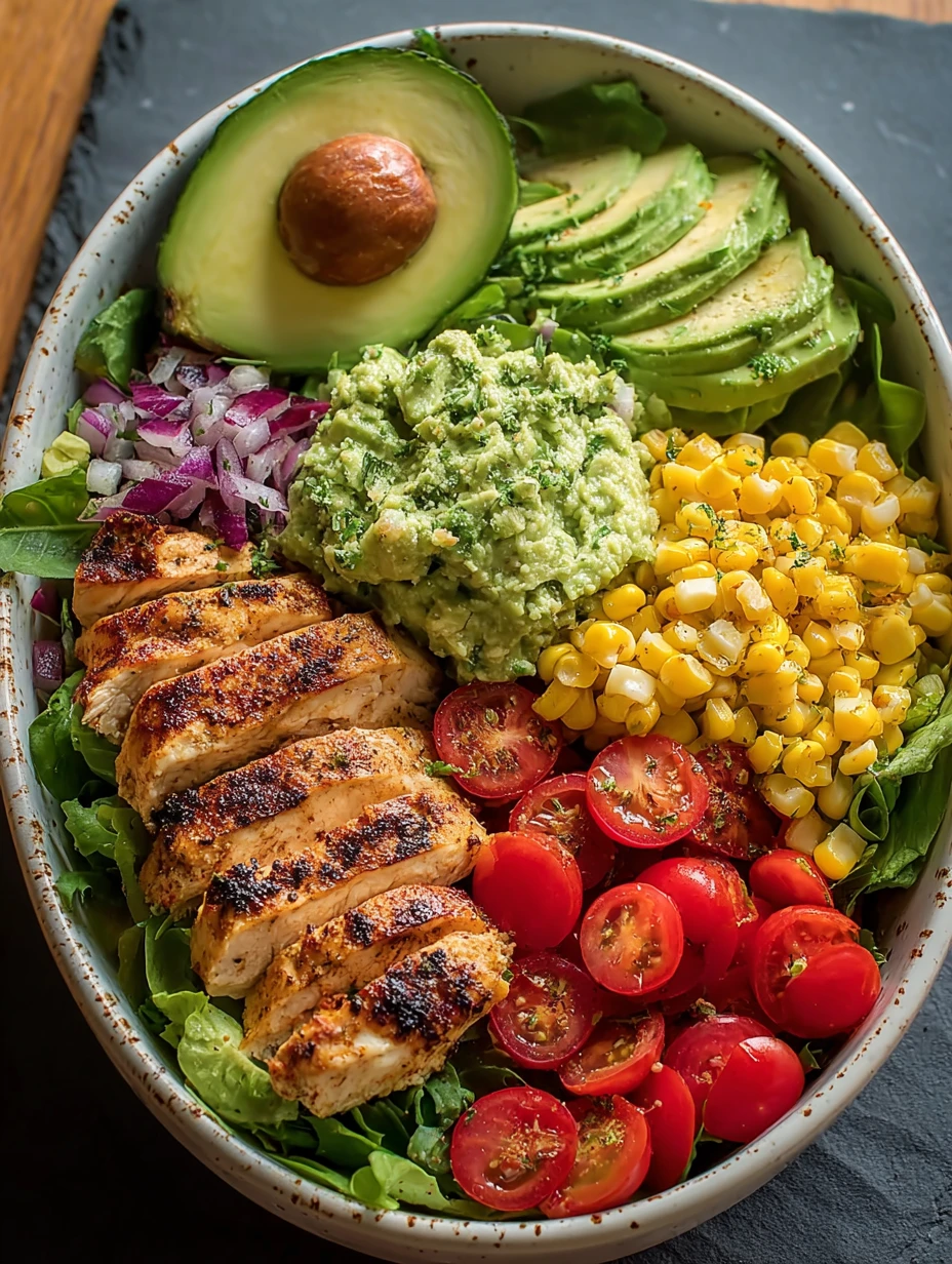 Charred Chicken Avocado Power Salad Bowl Recipe Healthy