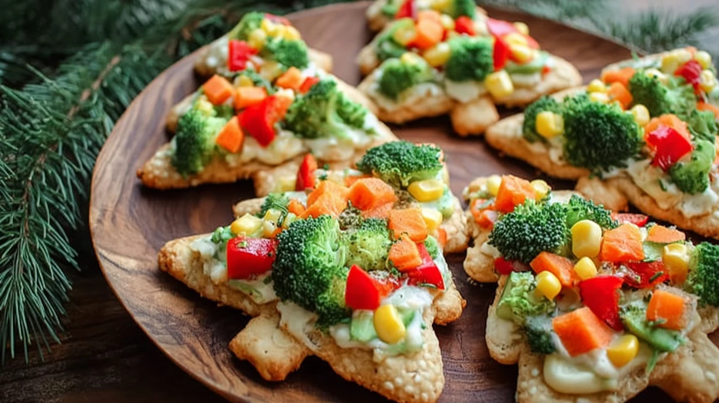 Christmas Tree Cold Veggie Pizza Recipe Easy Christmas Veggie Tree Pizza Festive Cold Vegetable Pizza Holiday Themed Veggi...