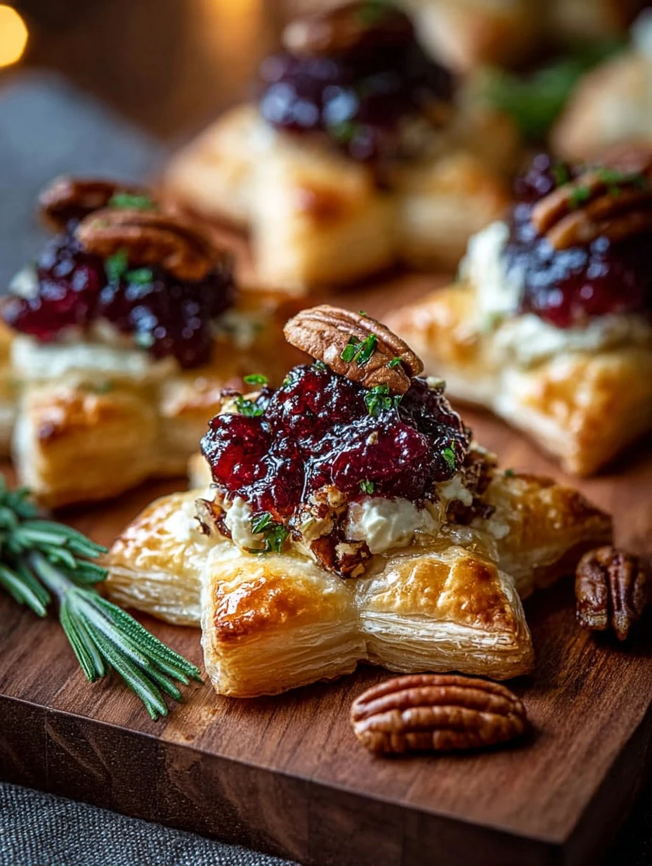 Cranberry Maple Brie Puff Pastry Stars for Holiday Appetizers