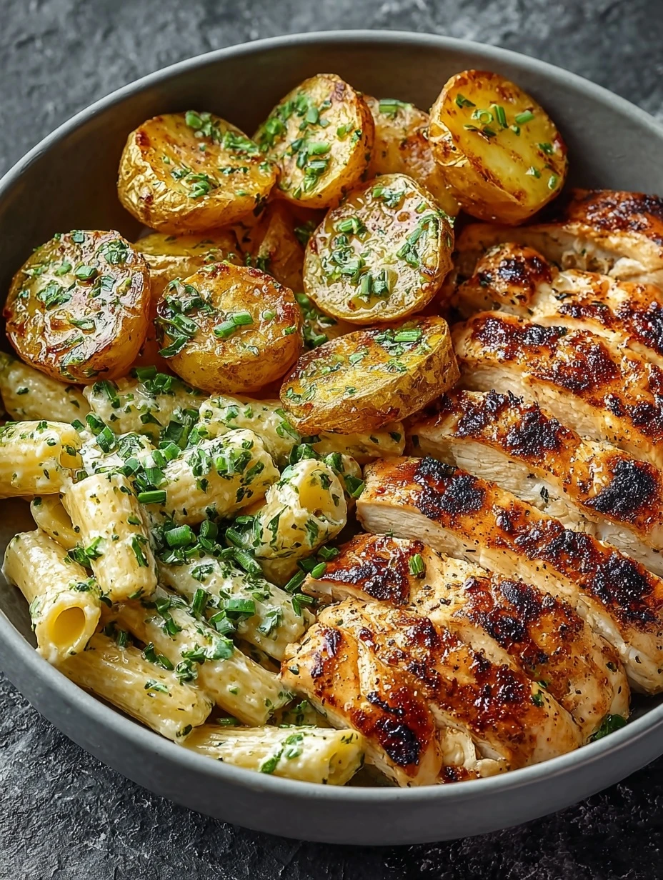 Creamy Herb Pasta Recipe With Chicken Grilled Chicken With Creamy Pasta And Potatoes Best Creamy Herb Chicken Pasta Roaste...