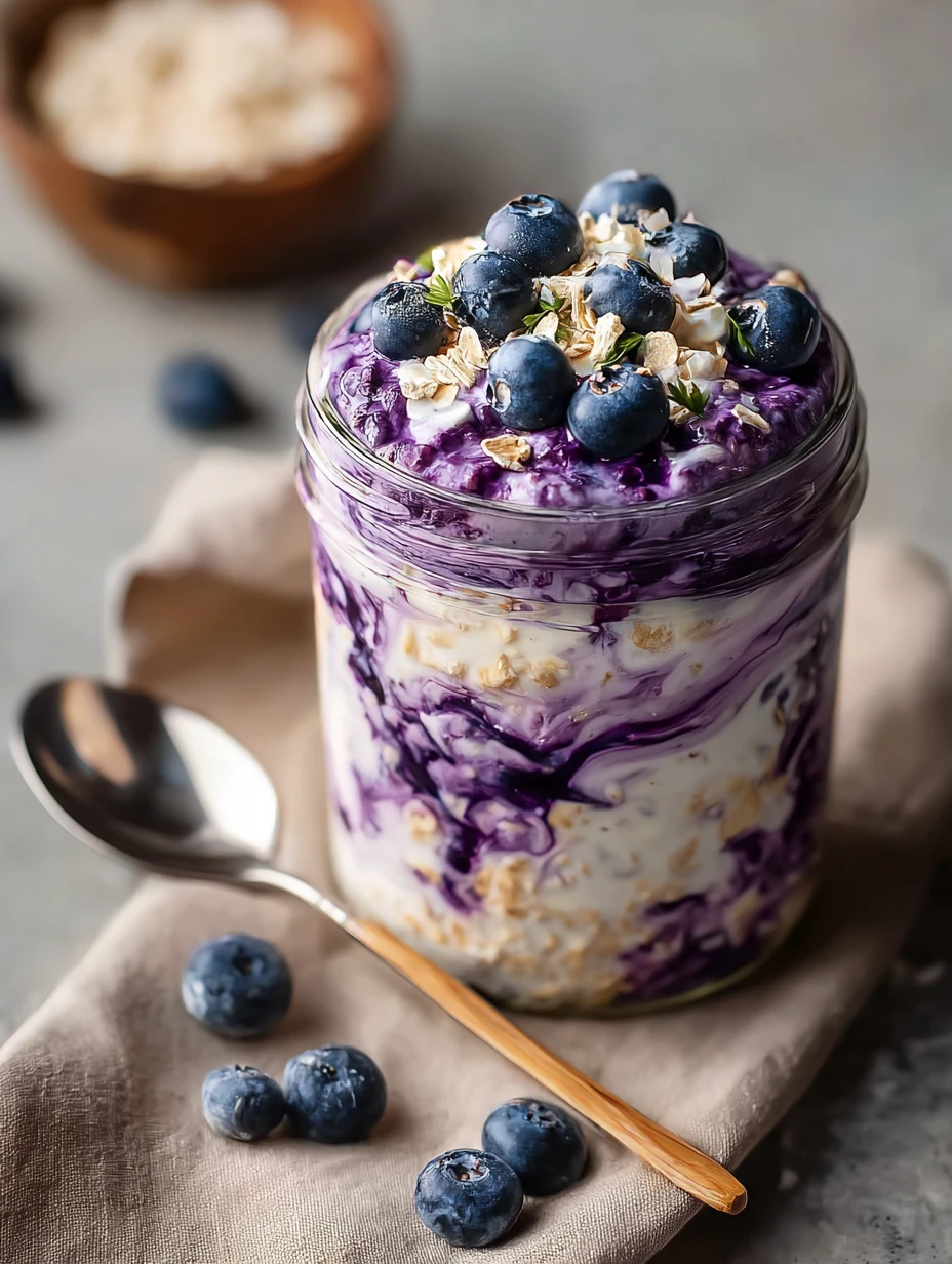 Dreamy Creamy Blueberry Cottage Cheese Overnight Oats