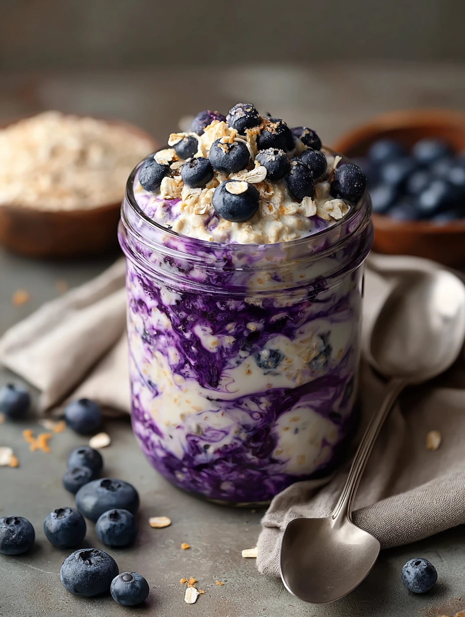 Dreamy Creamy Blueberry Cottage Cheese Overnight Oats