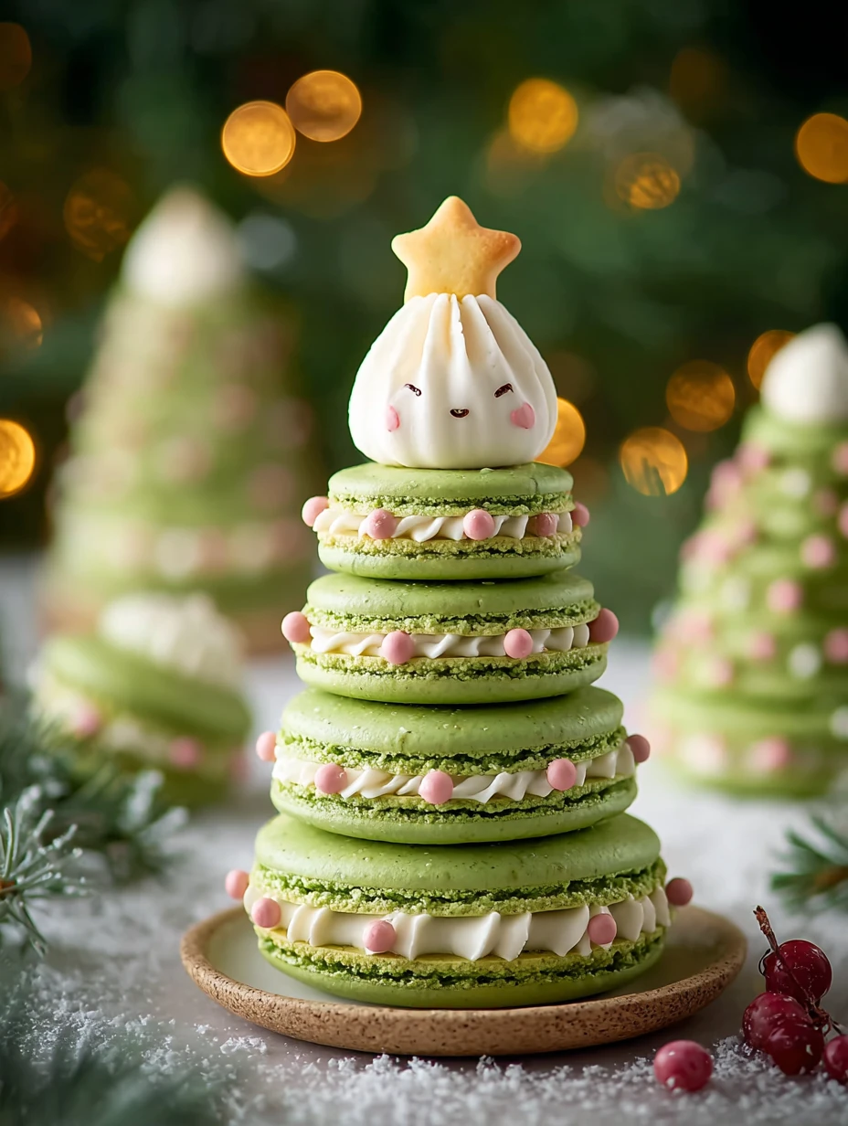 Easy Christmas Tree Cake Macarons Recipe Homemade Holiday Macaron Ideas Best Christmas Macaron Flavors Festive Tree-shaped...