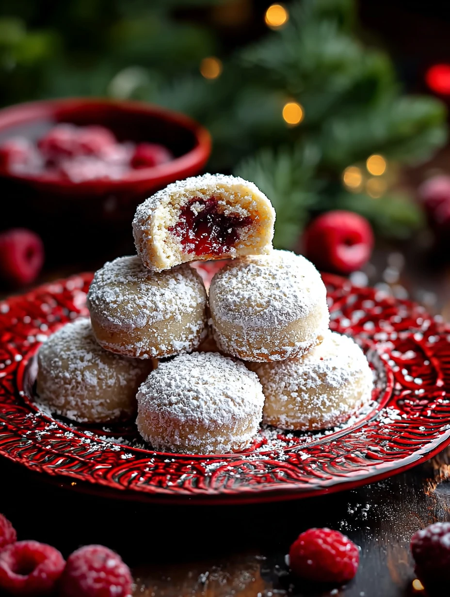 Easy Raspberry Almond Snowball Cookies Recipe Best Raspberry Filled Cookies For Christmas How To Make Almond Snowball Cook...