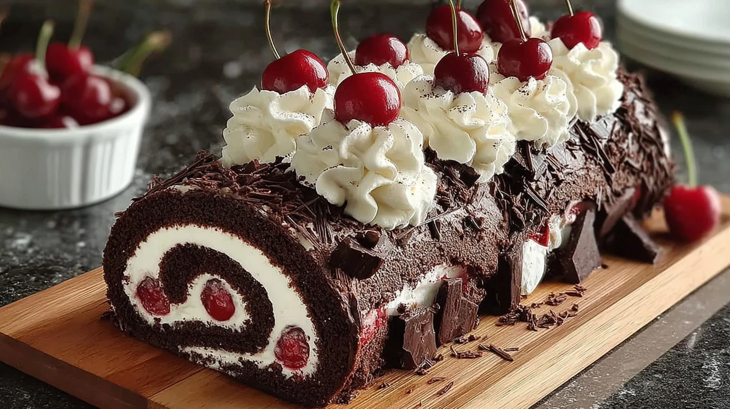 Elegant Black Forest Cake Roll Recipe How To Make A Black Forest Cake Roll Best Elegant Black Forest Cake Black Forest Cak...