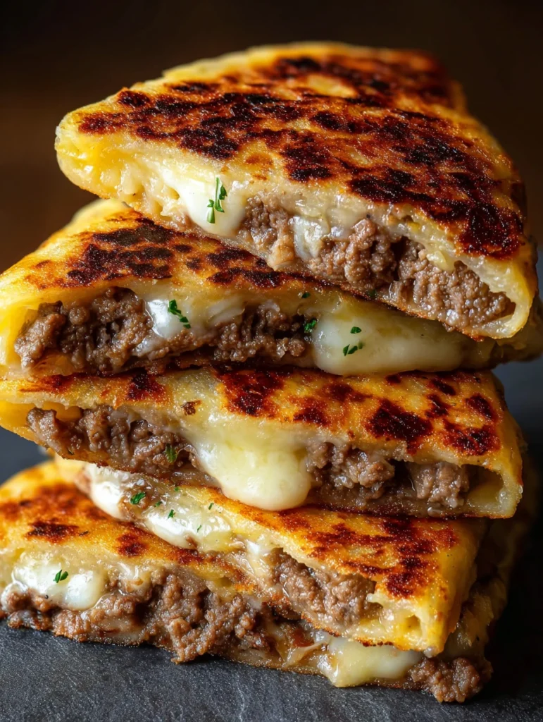 Golden Potato Pancakes With Beef Recipe Savory Beef Stuffed Potato Pancakes Cheesy Beef Potato Pancakes Gourmet Beef And C...