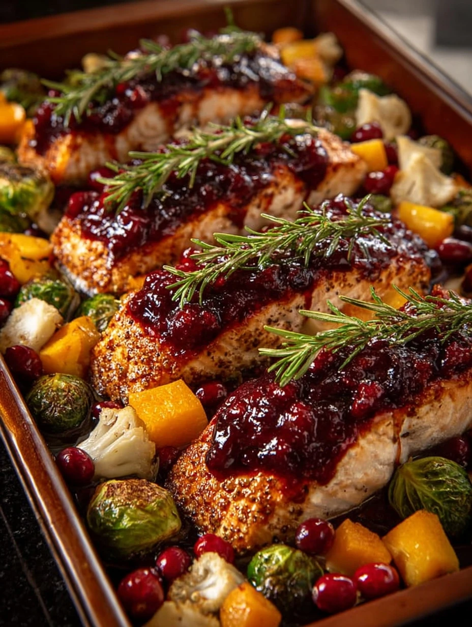 Honey Cranberry Chicken Bake Recipe Easy Cranberry Chicken Bake Roasted Autumn Vegetables With Chicken Honey Cranberry Chi...