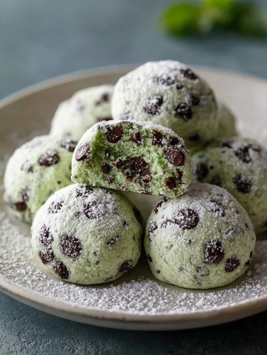 Mint Chocolate Chip Snowball Cookies Recipe Easy Mint Chocolate Chip Cookies Best Mint Chip Snowball Cookies Homemade Mint...
