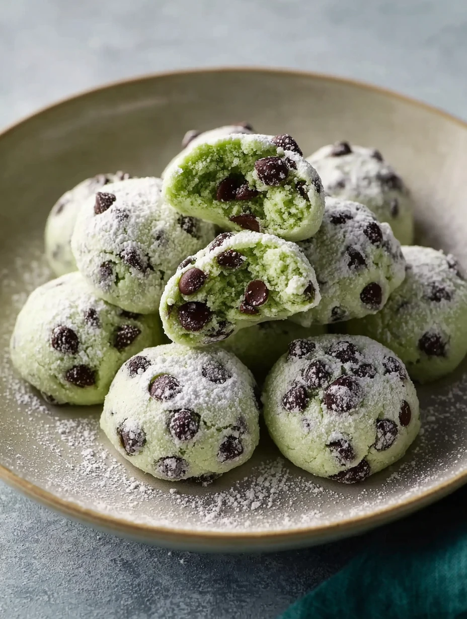 Mint Chocolate Chip Snowball Cookies Recipe Easy Mint Chocolate Chip Cookies Best Mint Chip Snowball Cookies Homemade Mint...