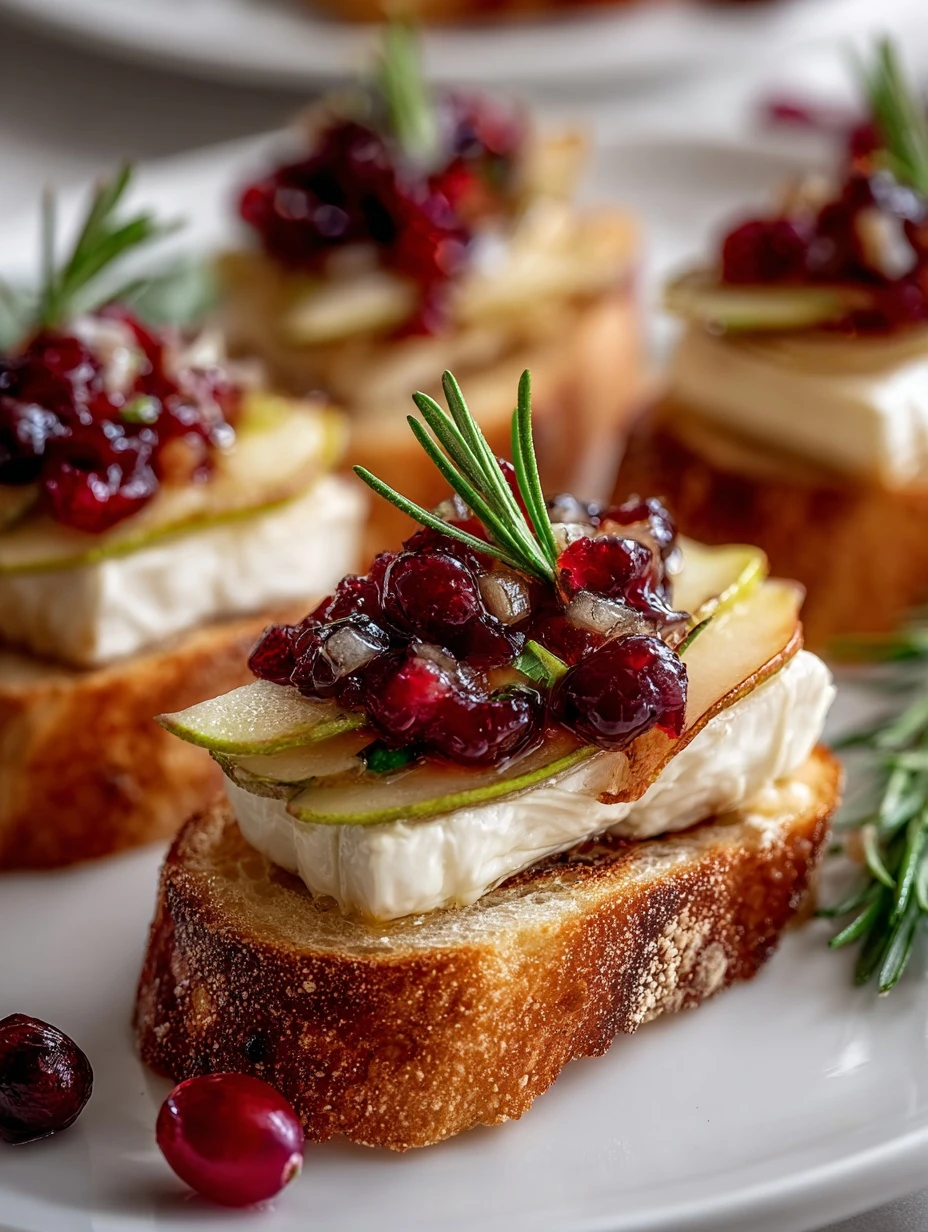 Pear Brie Cranberry Crostini Recipe Easy Pear Brie Cranberry Appetizer Make Pear Brie Cranberry Crostini Pear Brie Crostin...
