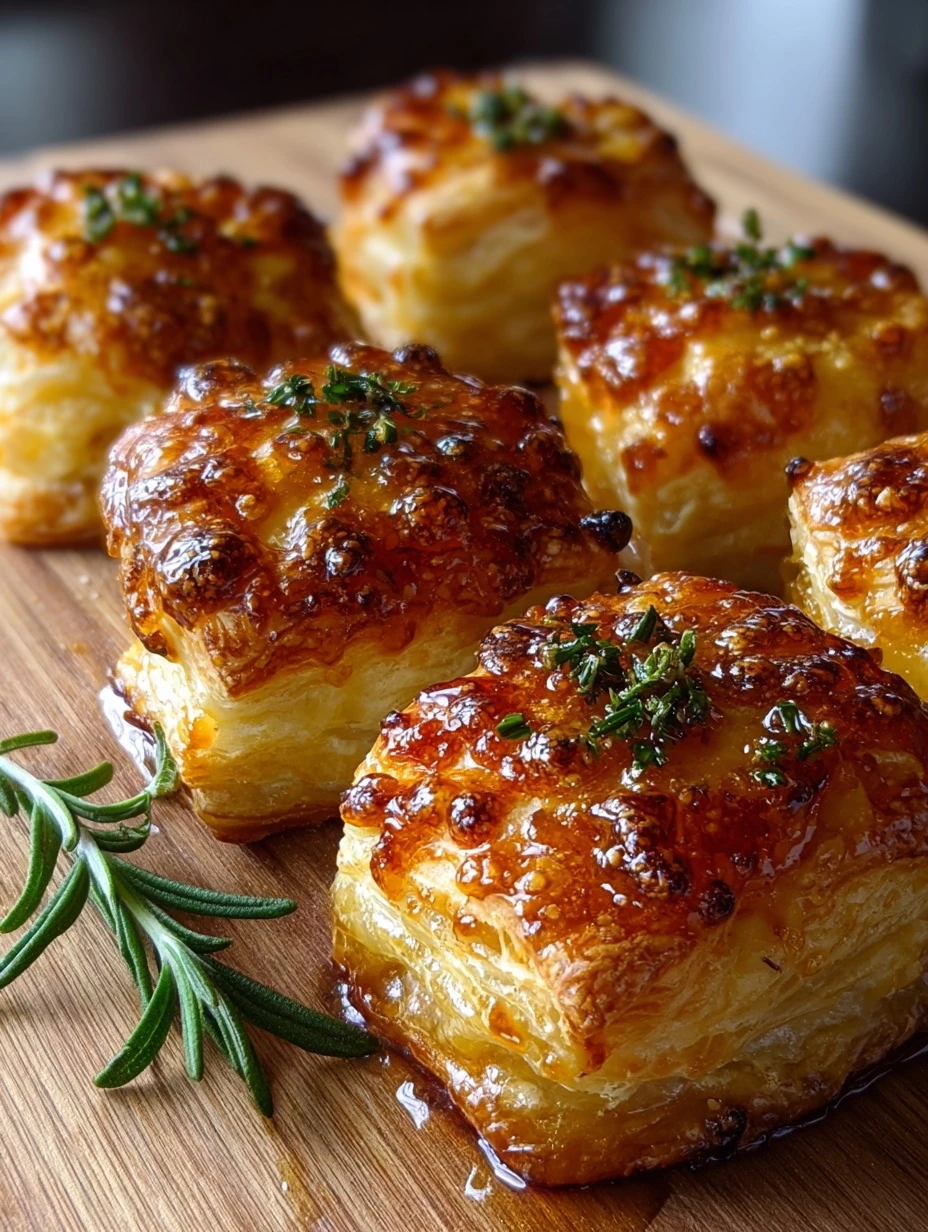 Warm Brie and Hot Honey Puff Pastry Bites with Rosemary