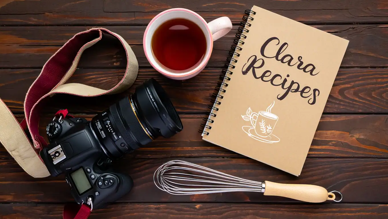 WhiskStory workspace with camera and recipe notebook