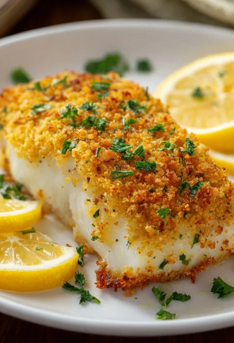 Garlic Parmesan Crusted Halibut