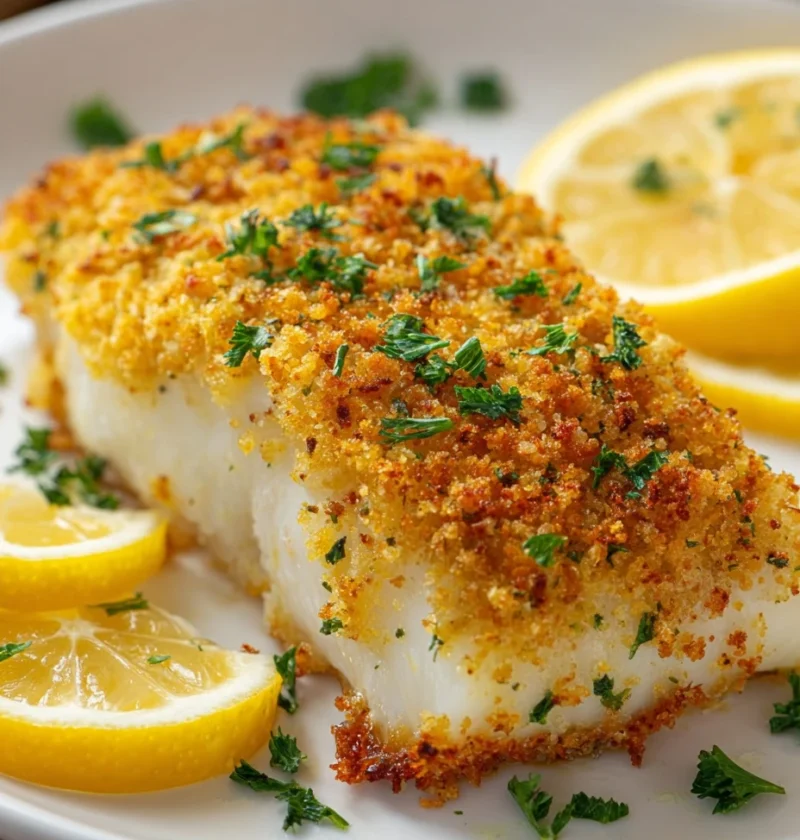 Garlic Parmesan Crusted Halibut