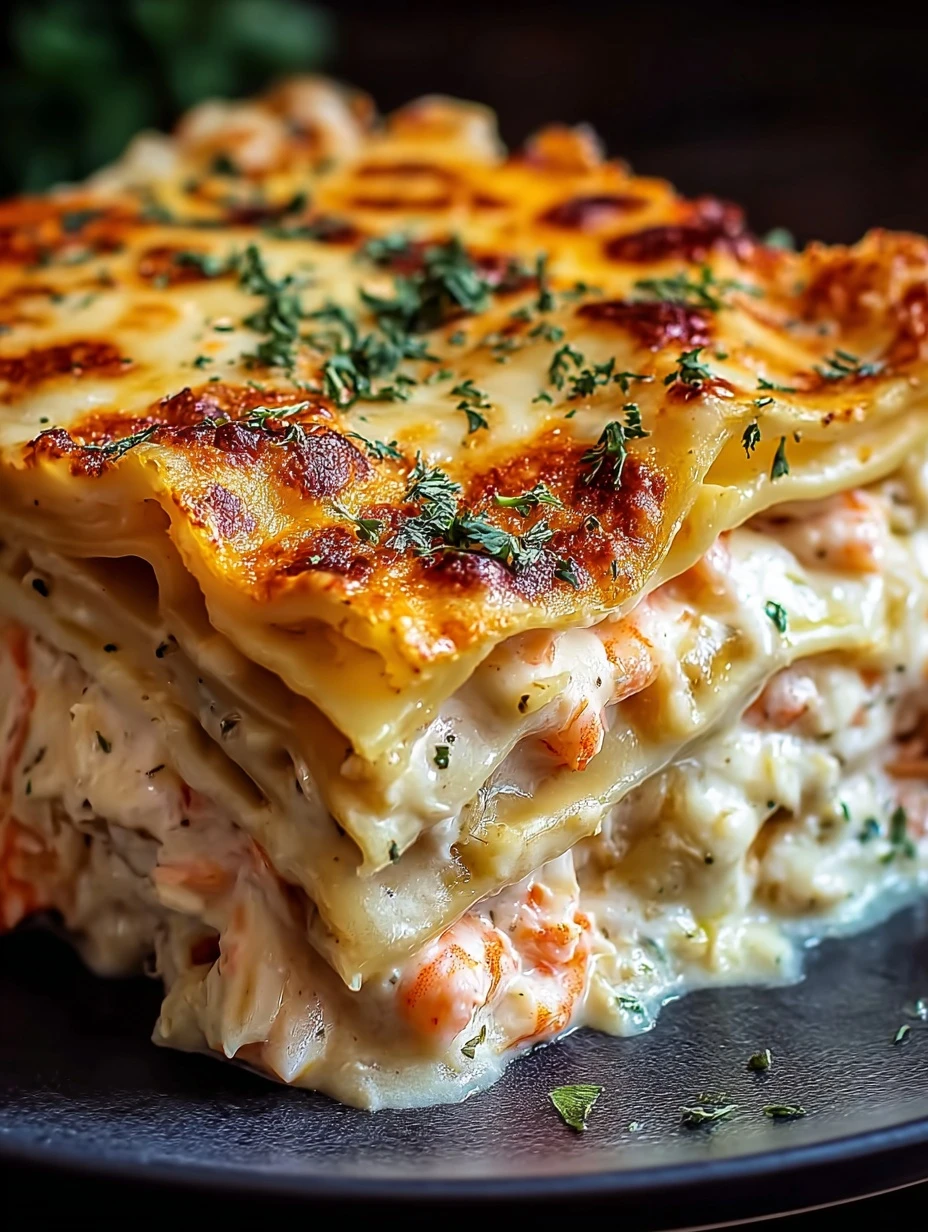 Gooey Shrimp Crab Lasagna Seafood Bake