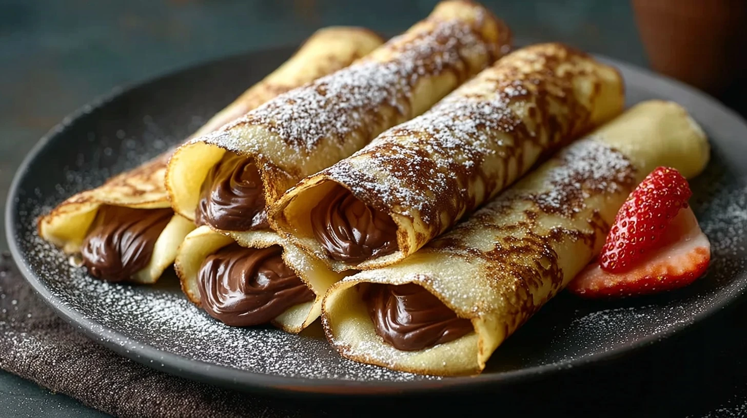 Handmade Chocolate-Filled Rolled Crepes