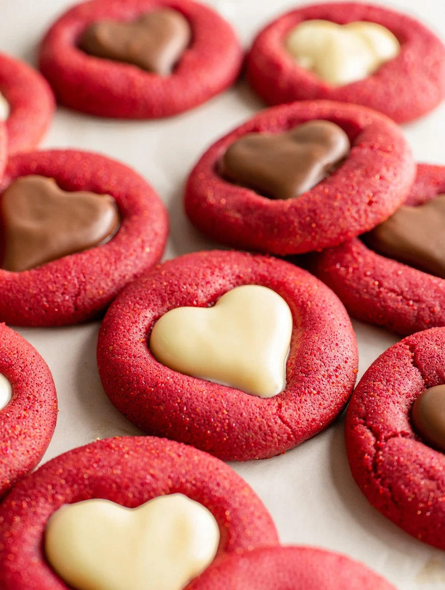 Red Velvet Chocolate Heart Blossom Cookies