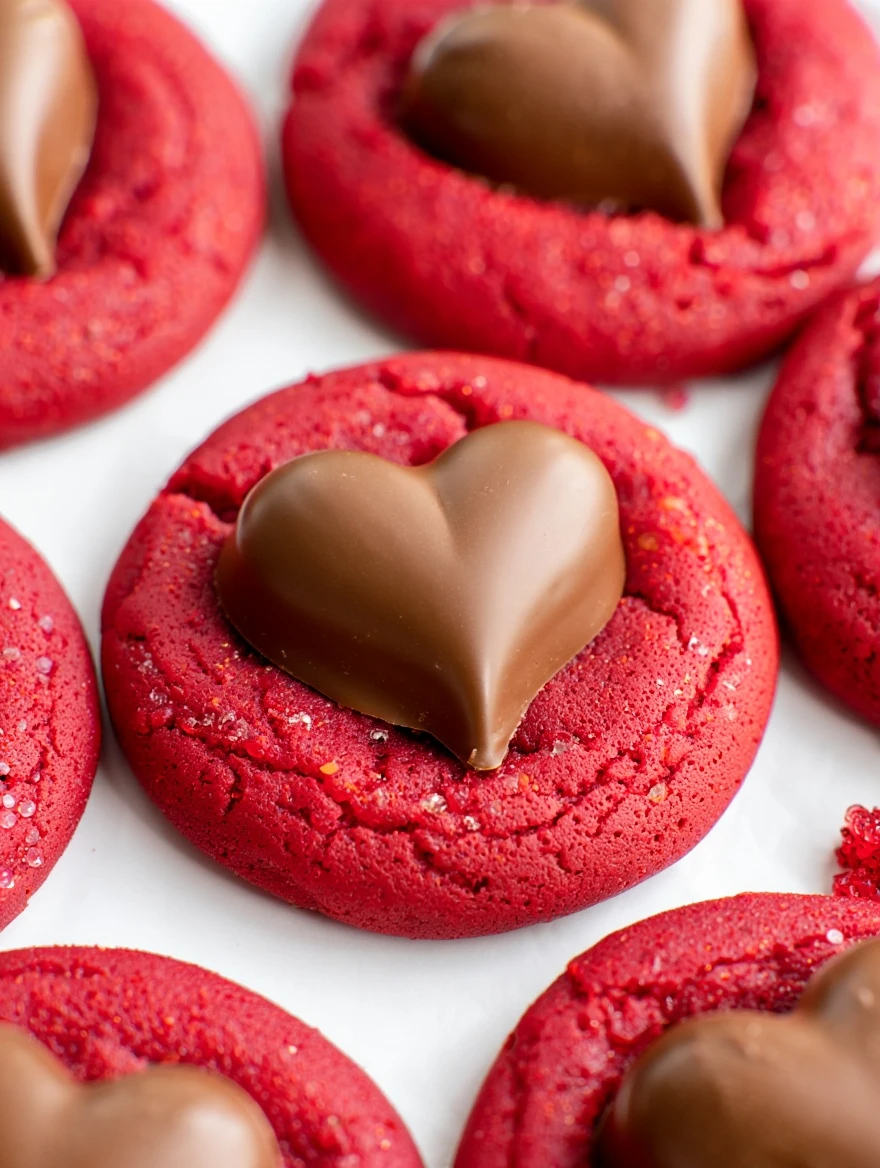 Red Velvet Chocolate Heart Blossom Cookies