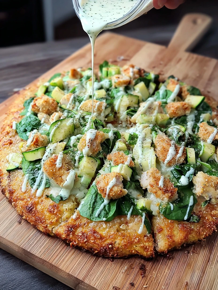 Viral Chicken Crust Caesar Salad Pizza Good