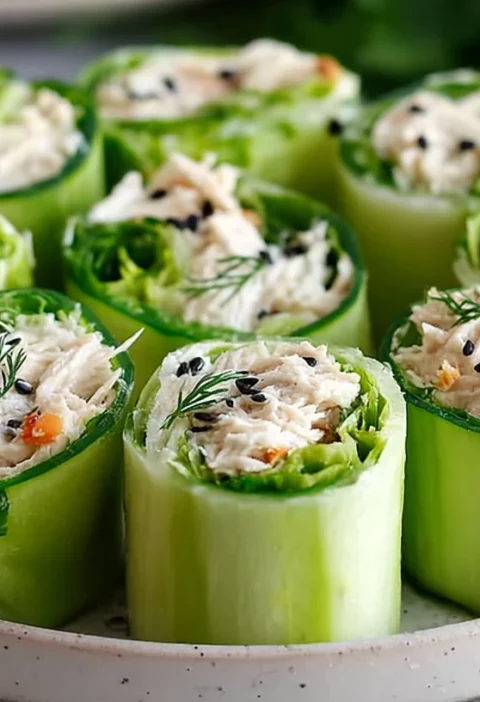 Chicken Salad Cucumber Roll Ups