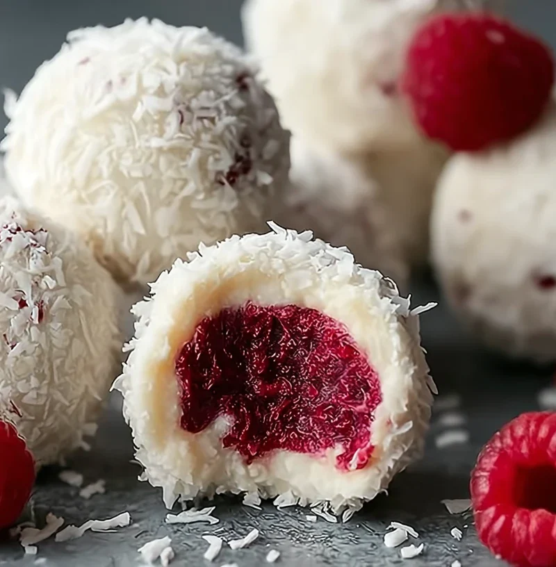 Nobake Raspberry Coconut Balls