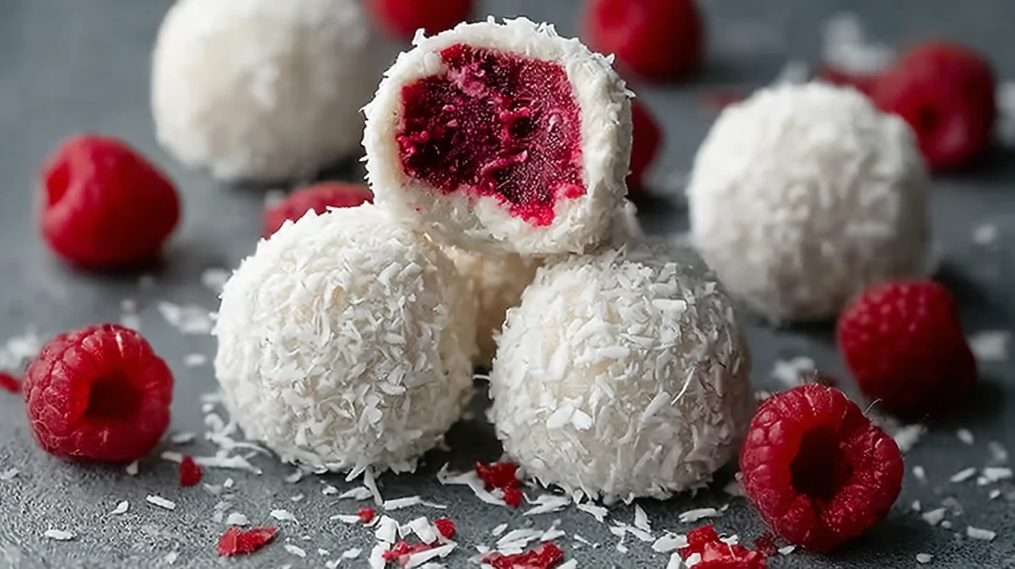 Nobake Raspberry Coconut Balls